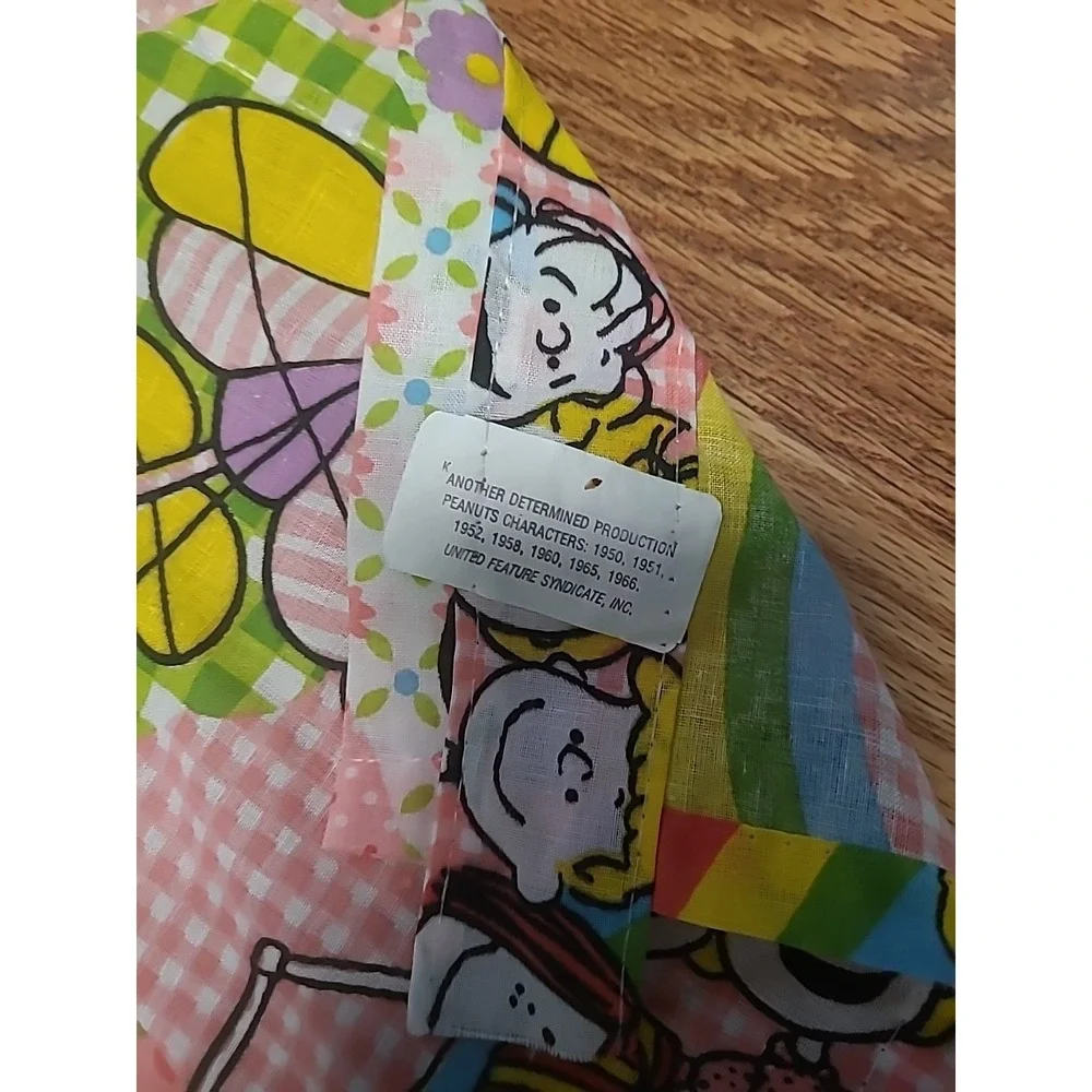 Vintage 1970s Peanuts Snoopy Window‎ Curtains Set 2 Curtains Pink Rainbow